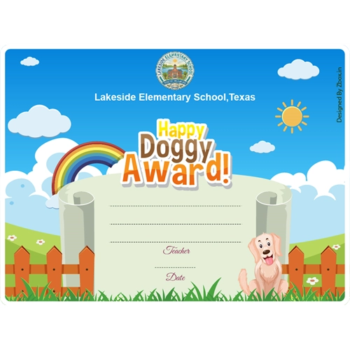 Happy Doggy Classroom Award Certificate